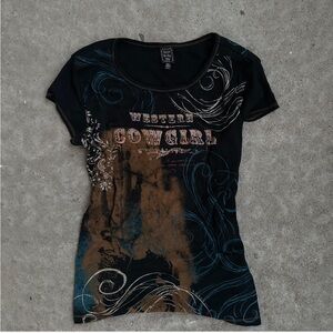 Suzie In The City Black and Brown Western Tee